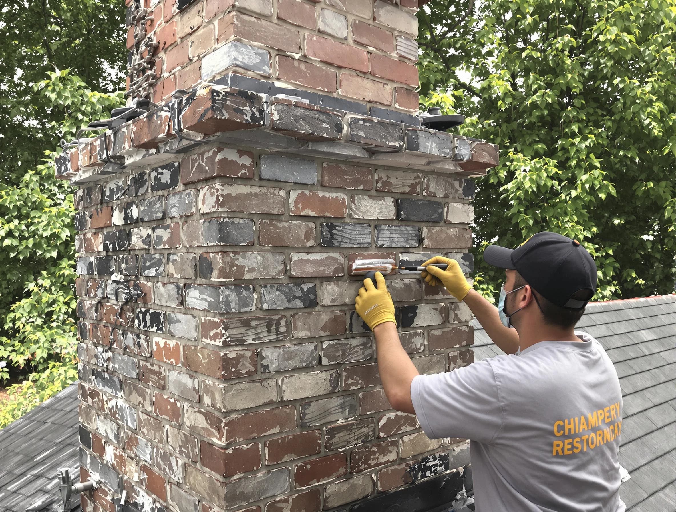 In-progress chimney restoration by Boulder Chimney Sweep in Boulder, CO