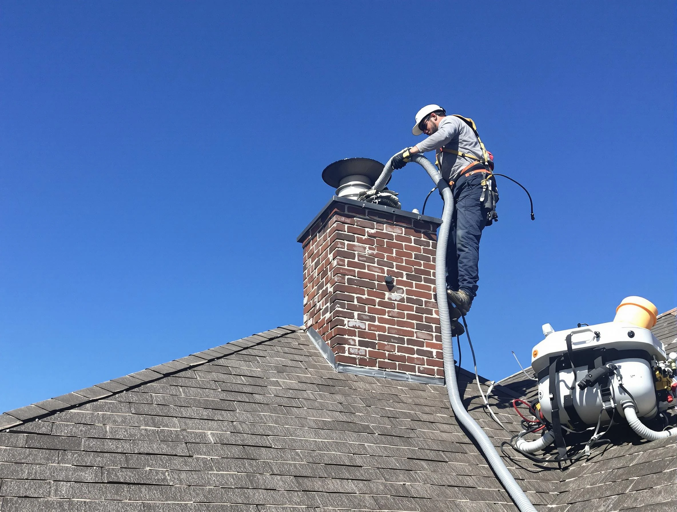 Dedicated Boulder Chimney Sweep team member cleaning a chimney in Boulder, CO