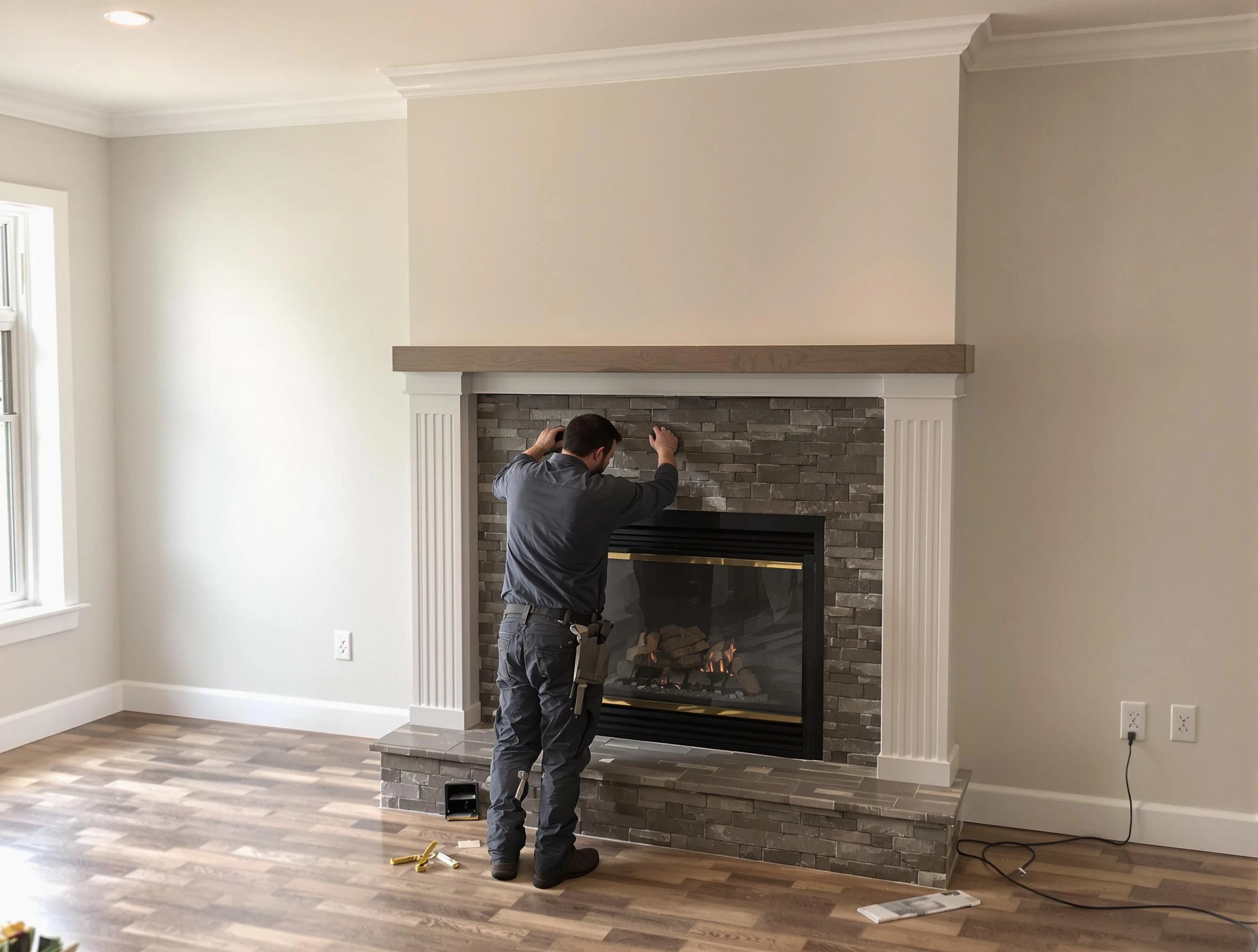 Boulder Chimney Sweep finishing a custom fireplace install in Boulder, CO